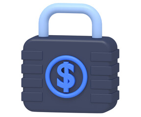 3D Padlock with Dollar Sign Illustration