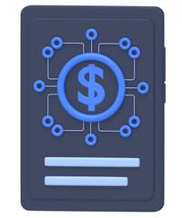 3D Render of Tablet with Dollar Symbol
