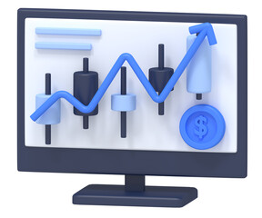 Stock Market Chart with Arrow on Computer Screen