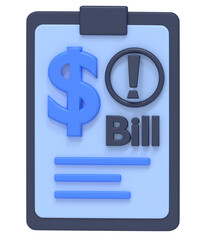 Rendered Bill with Dollar Sign and Exclamation
