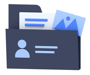 3D Render of a File Folder with Documents