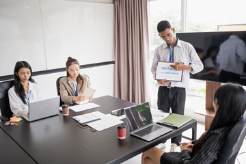 Diversity Woman leadership asian business people training Teamwork meeting asian employees working together colleagues