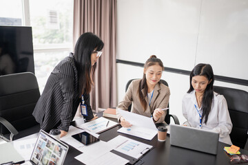 Diversity Woman leadership asian business people training Teamwork meeting asian employees working together colleagues