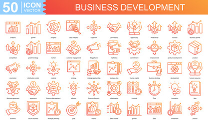 business development icon collection set. Containing analytics, growth, progress, data analytics, Expansion icon