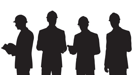 Engineers Discussing Project Plans on White Background