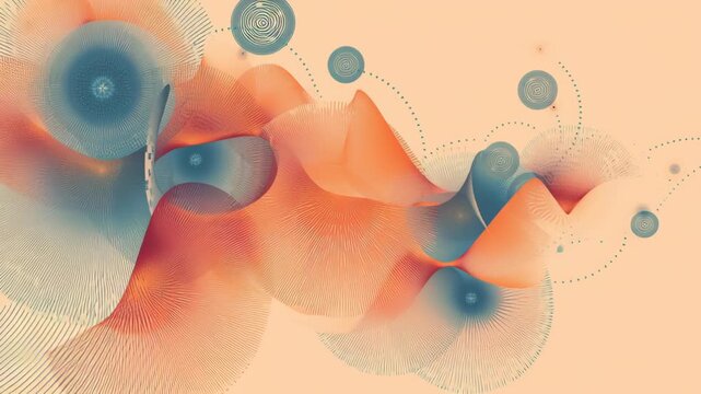 A colorful abstract painting with a lot of swirls and circles. Gentle ai neural harmony pattern soothing shapes soft flowing geometry pastel calm style ai driven mental health tools
