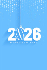 Fototapeta na wymiar happy new year 2026 holiday poster with xmas ball