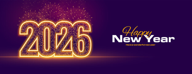 golden glittering 2026 happy new year banner