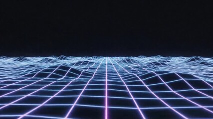 Glitching digital landscape with grid - Powered by Adobe