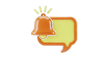 Notification Bell Icon with Speech Bubble on White Background