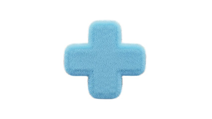 Fluffy Light Blue Plus Sign Symbol With Soft Edges On Transparent Background With Soft Lighting And Detailed Texture