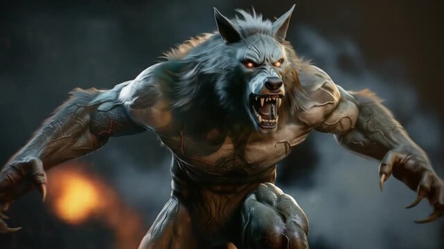 3d game character monstrous werewolf muscular Videos