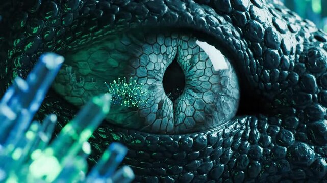Dragons eye scales reptilian gaze blue crystals