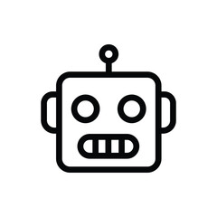 Minimalist robot head icon with a friendly face and antenna, representing artificial intelligence, automation, and modern technology