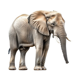 Obraz premium A majestic elephant standing gracefully. its large ears and trunk. set against a plain background. symbolizing wildlife conservation and natural beauty