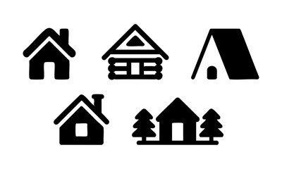 Black silhouette house icons for real estate design vector illustration, easily editable.