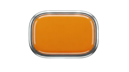 Orange Button with Silver Frame on White Background