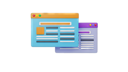 Digital Website Interfaces With Blue and Purple Tones Displayed On Transparent Background Ideal For Web Design Concepts