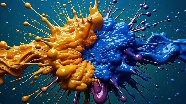 A brilliant green background amplifies the wave-like motion of explode oil stain motion as it glides and smashes outward.