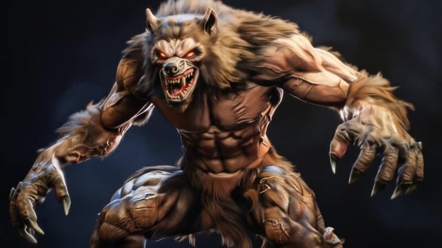 3d game character monstrous werewolf muscular Videos