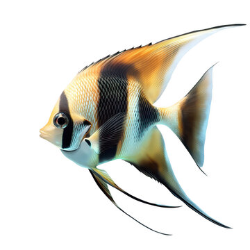 A and colorful fish swimming gracefully in clear water. its unique patterns and fins. surrounded by a serene aquatic environment. perfect for nature-related projects