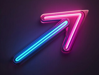 Obraz premium Neon Arrow Design in Blue and Pink Colors on Dark Background