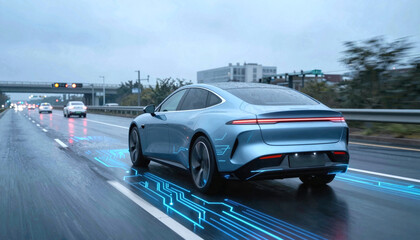 Driver less autopilot vehicle with lidar technology artificial intelligence highway travel transportation