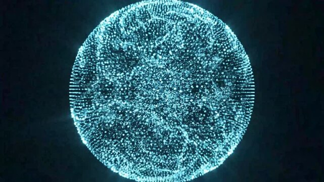 Ethereal blue particulate sphere emitting bright light