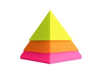 Triangle neon sticky note sharp edge in layered rainbow colors isolated on transparent background