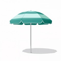 Fototapeta premium A simple illustration of a beach umbrella with a striped canopy and shadow