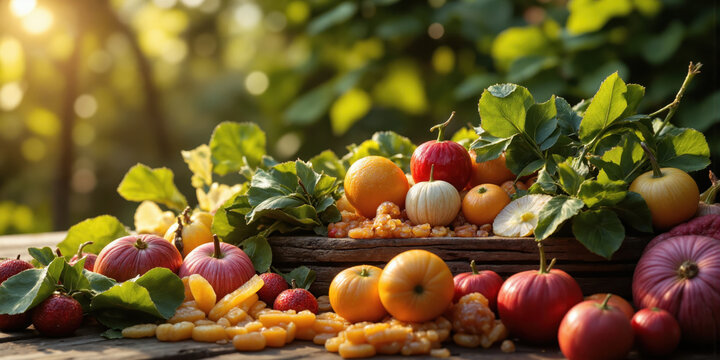 Wild Nutritional Foraging Abstract visualization of bioavailable nutrients in edible wilderness creating flowing nutritional patterns in trending food sovereignty palette