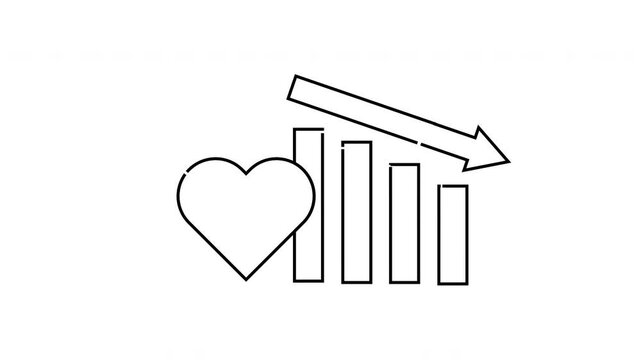 Declining love trend graph illustrating decrease in affection over time.