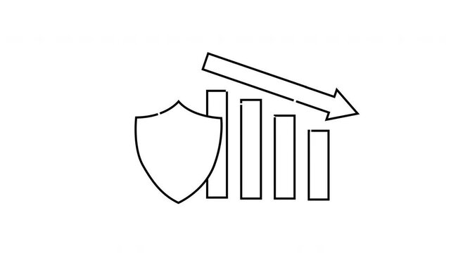Shield Icon with Declining Graph - A Symbol of Data Security and Risk Management