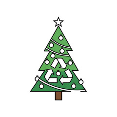 Eco-Friendly Christmas Tree Illustration with Recycle Symbol