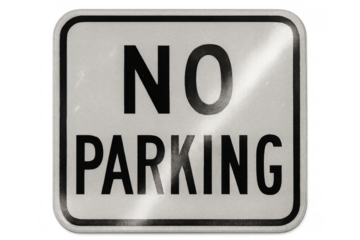 No parking street sign indicating a restricted zone, showing a regulatory warning for drivers on transparent background