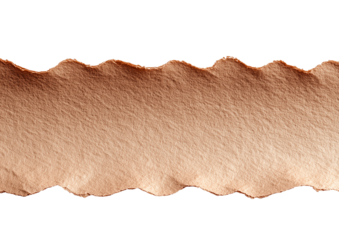 Wavy ripped paper horizontal style, torn organic edge texture isolated on transparent background