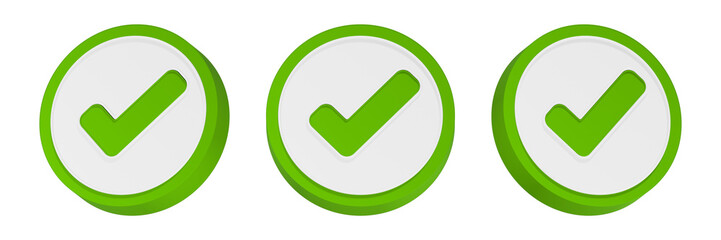 3d rendering icon check mark green button