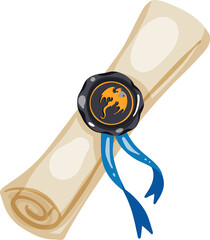 Fantasy Scroll With Dragon Seal Illustration