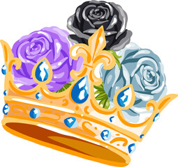 Royal Crown With Roses Illustration