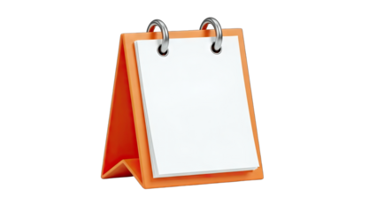 Orange Desk Calendar with Blank Pages on White Background