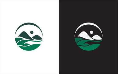 mountain green logo design template elements