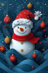 Christmas Snowman Theme Illustration Background