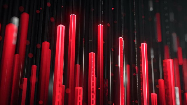 Red down loss futuristic stock market graph line move number price volatility chart tickers changing analysis