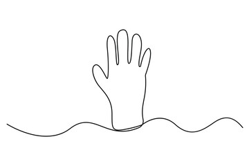 Continuous one line drawing of winter mittens minimalist outline illustration

