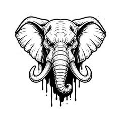 Obraz premium Hand drawn angry elephant head monochrome detailed design