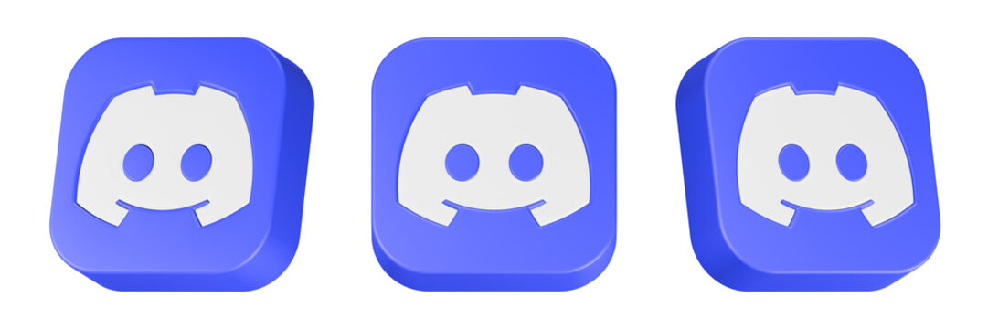 discord white 3d rendering icon blue square