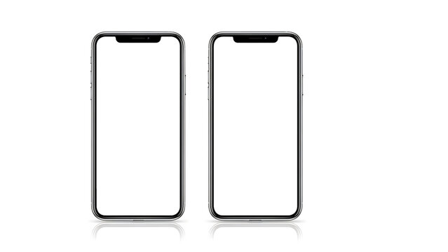 Smart phone mockup set blank isolated Transparent screen , PNG High quality Image device front view shadow Mobile phone app user experience UX or app UX