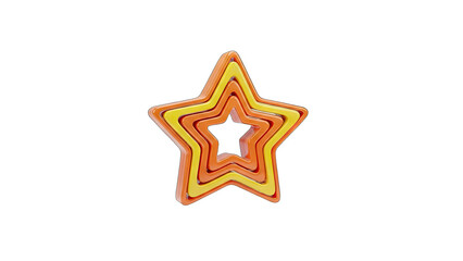 Concentric Star Shapes in Warm Orange and Yellow Tones with a Transparent Background Perfect for Graphic Design and Conceptual Art Projects
