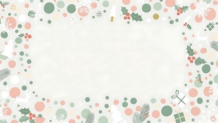 Gentle Winter Holiday Background with Charming Christmas Decorations and Pastel Dotted Pattern, Ideal for Festive Greetings and Seasonal Celebration Designs