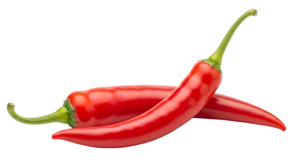 Two red chili peppers isolated on transparent background